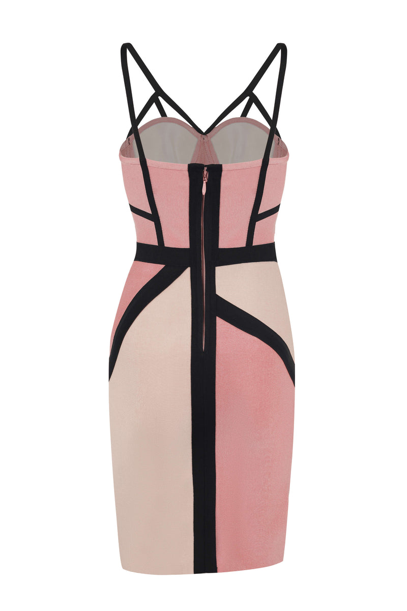 Soft Blush and Nude Colourblock Bodycon Dress - Tastes Like Couture
