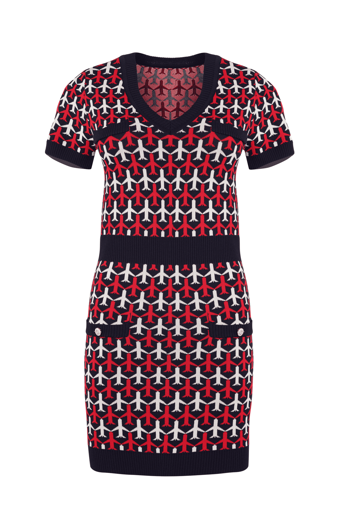 Airplane Motif Knit Dress