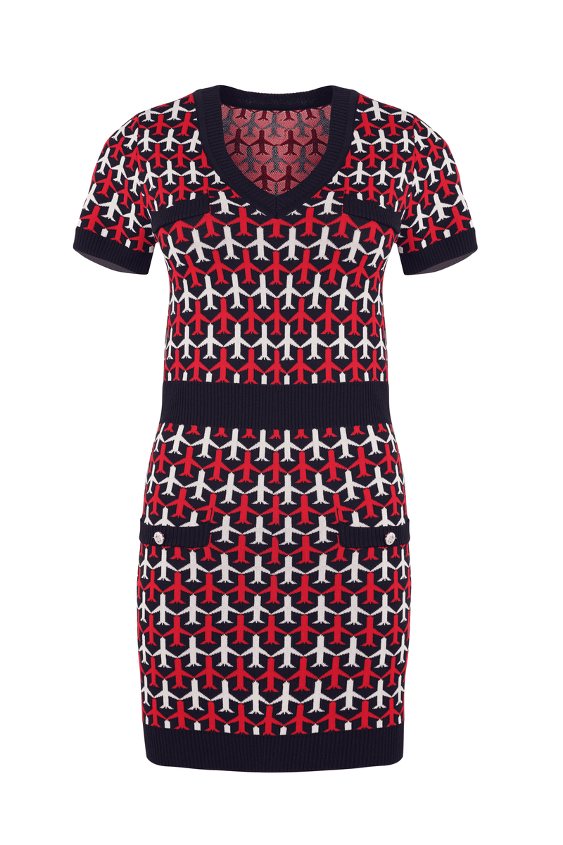 Airplane Motif Knit Dress