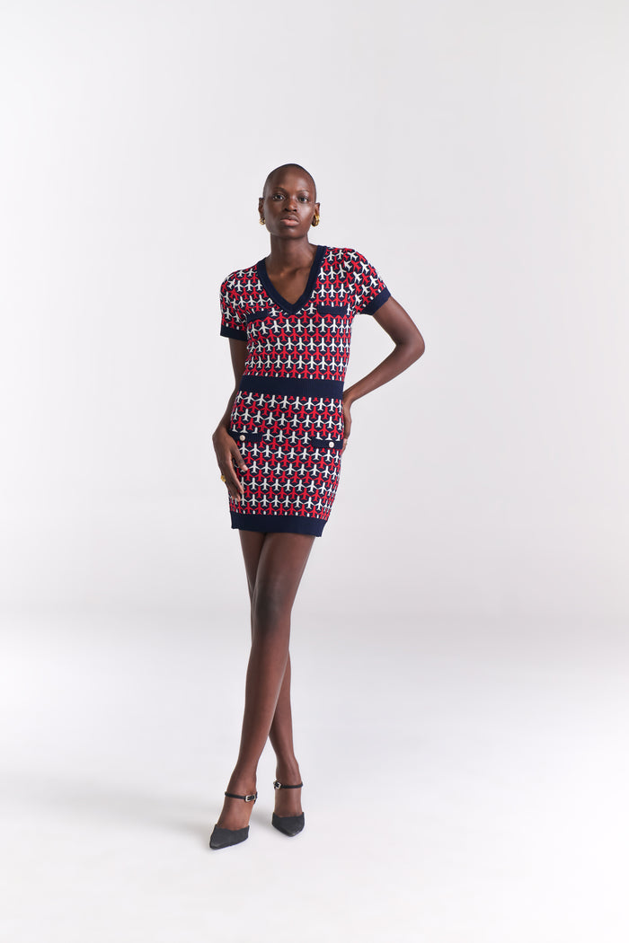 Airplane Motif Knit Dress