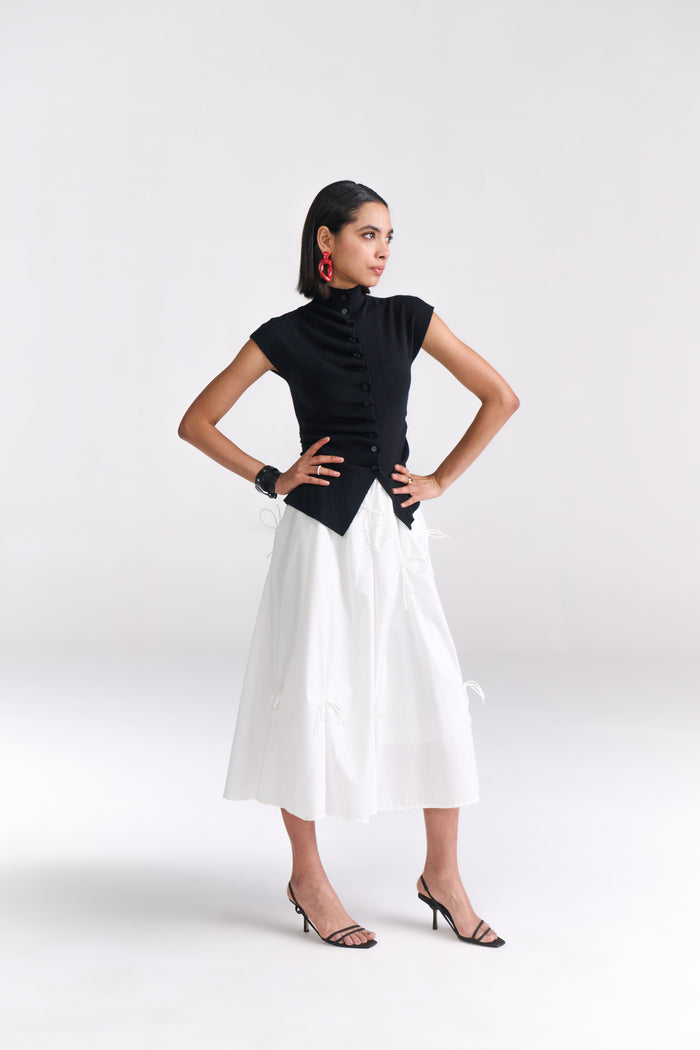 White Midi Skirt with Bows