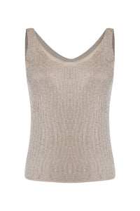 Beige Rhinestone Knit Tank Top