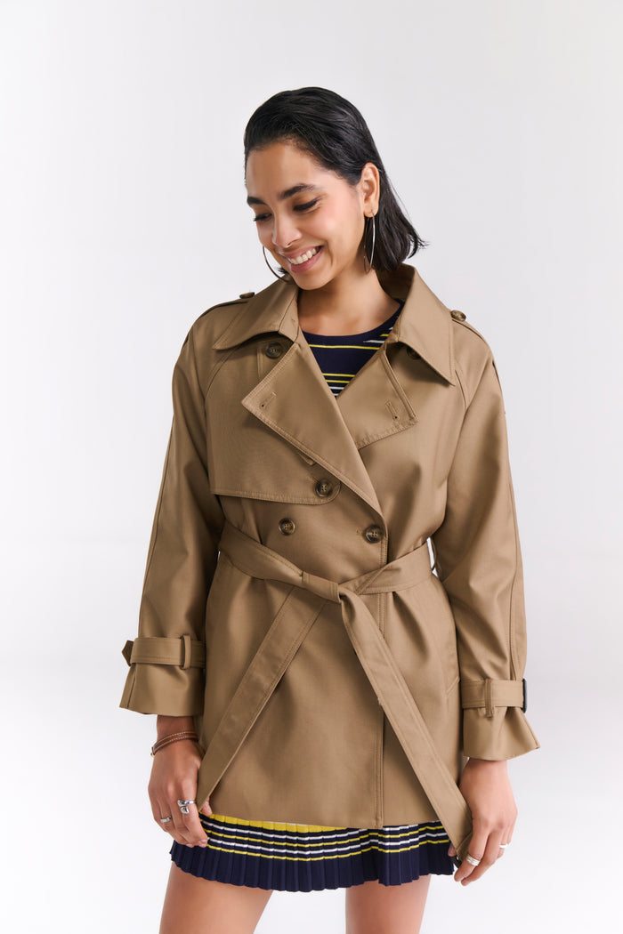 Khaki Short Trench Coat