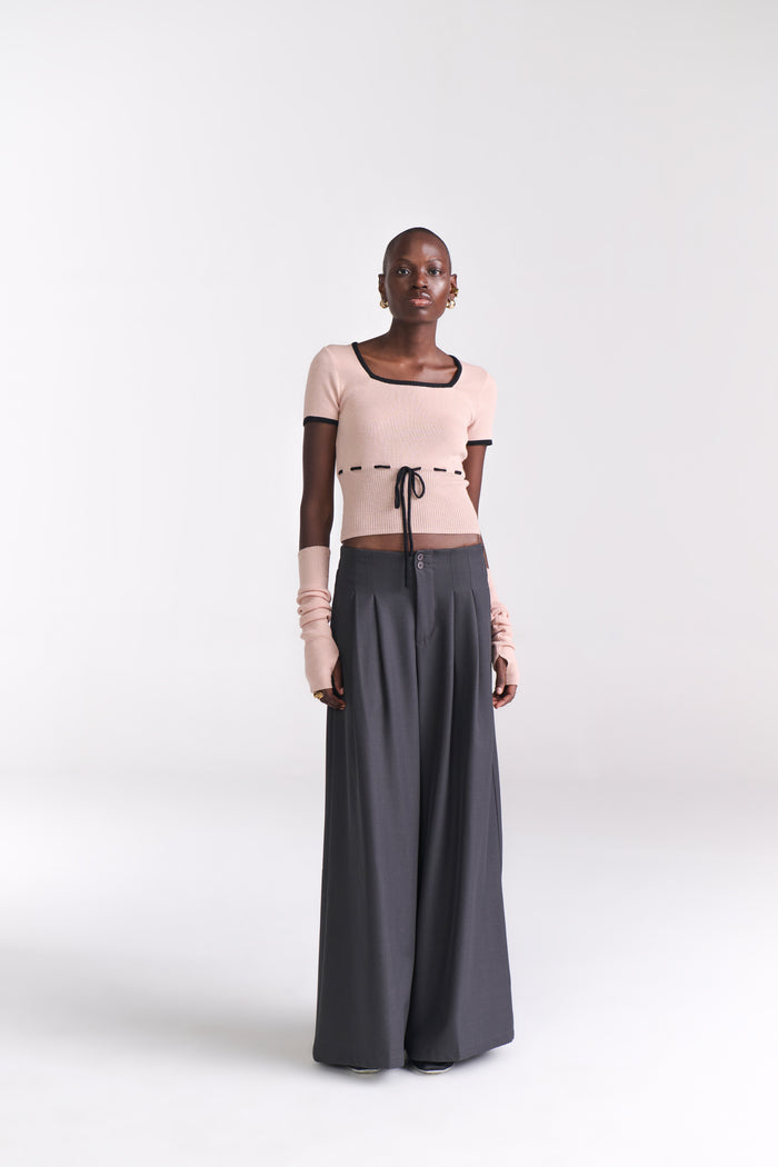 Blush Pink Knit Top with detachable sleeves