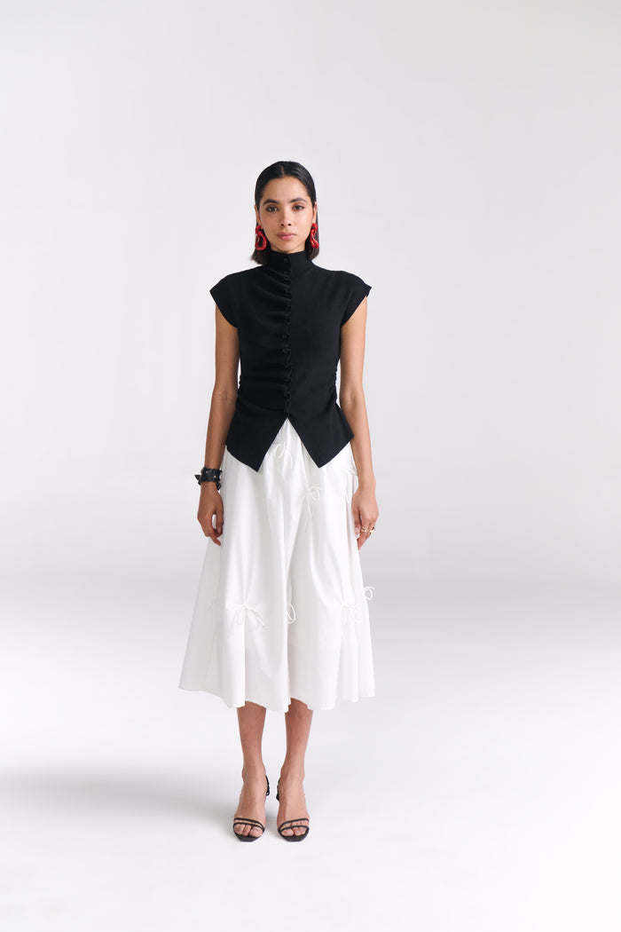 White Midi Skirt with Bows