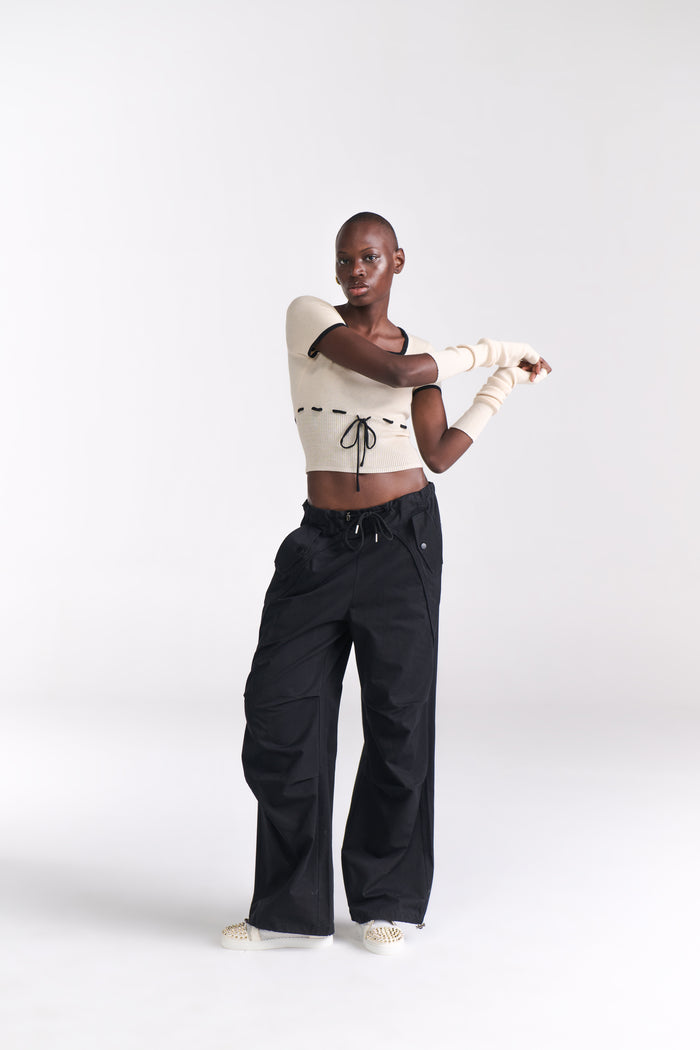 Ivory Knit Top with detachable sleeves