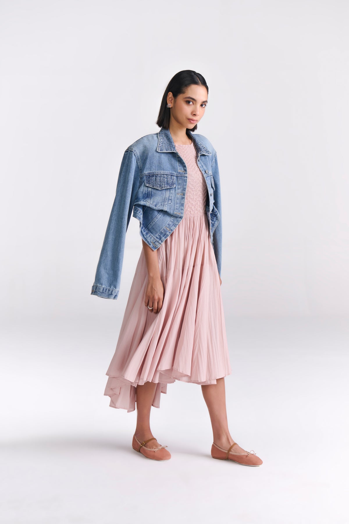 Blue Denim Jacket with Rhinestone Detail