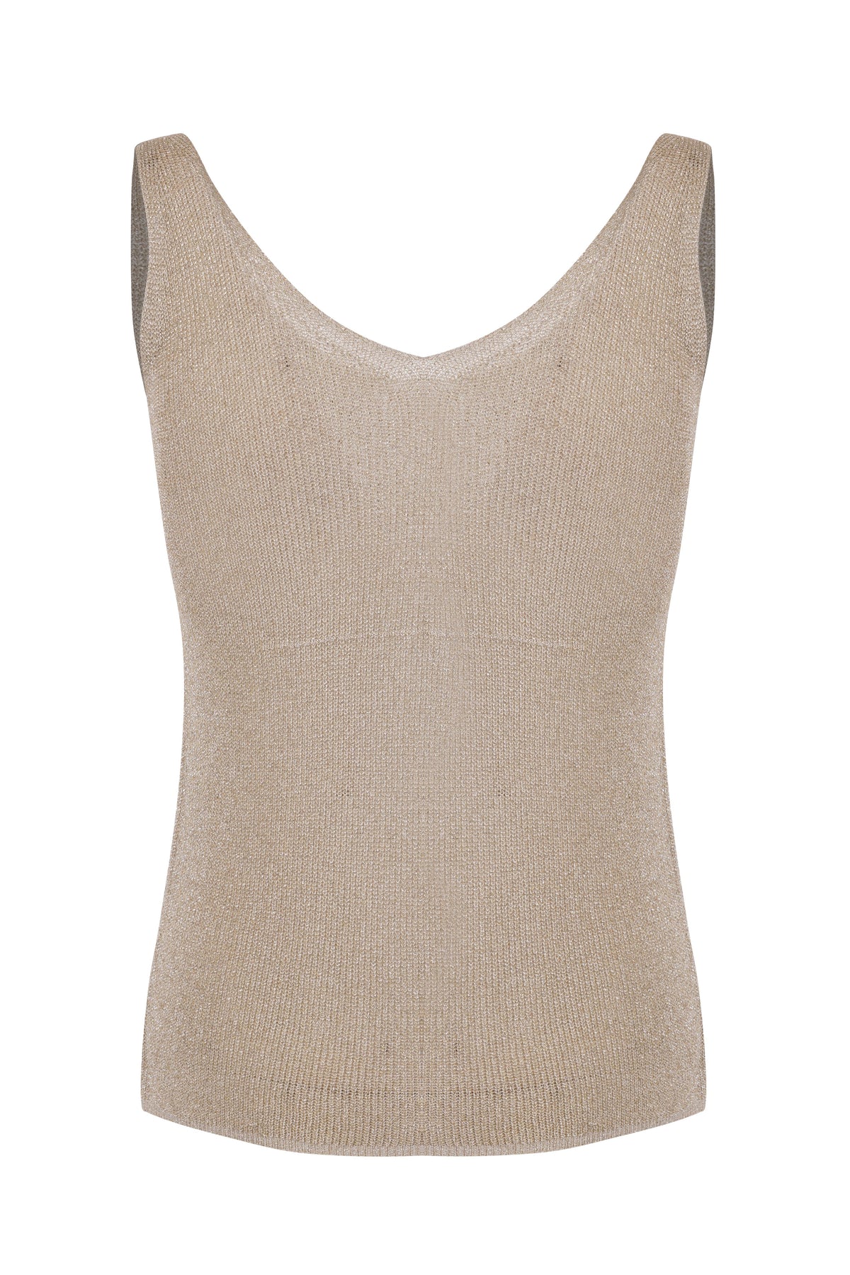 Beige Rhinestone Knit Tank Top