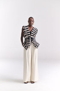 Striped Crinkled Hoodie Jacket - Tastes Like Couture