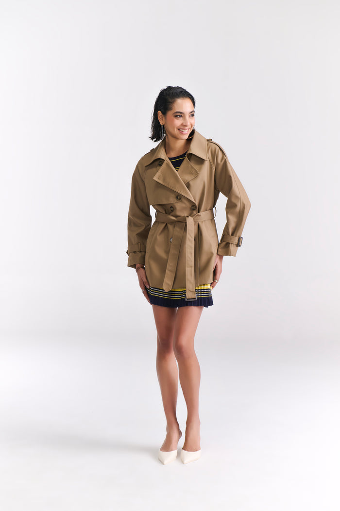 Khaki Short Trench Coat