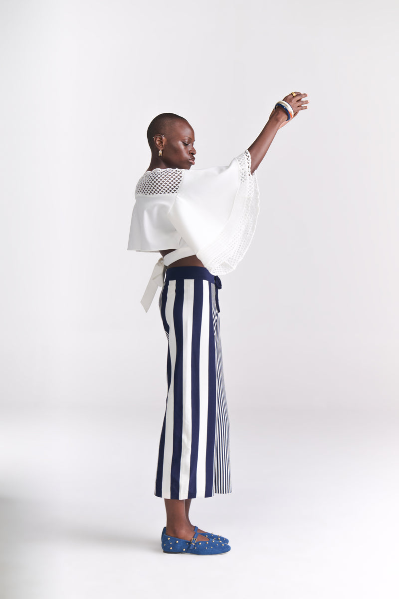 Stripe Knit Drawstring Crop Pants - Tastes Like Couture