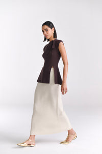 Beige Knit Midi Skirt
