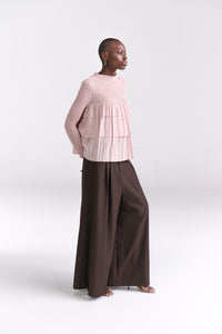 Blush Pink Crinkled Full Sleeves Top