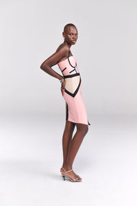 Soft Blush and Nude Colourblock Bodycon Dress - Tastes Like Couture