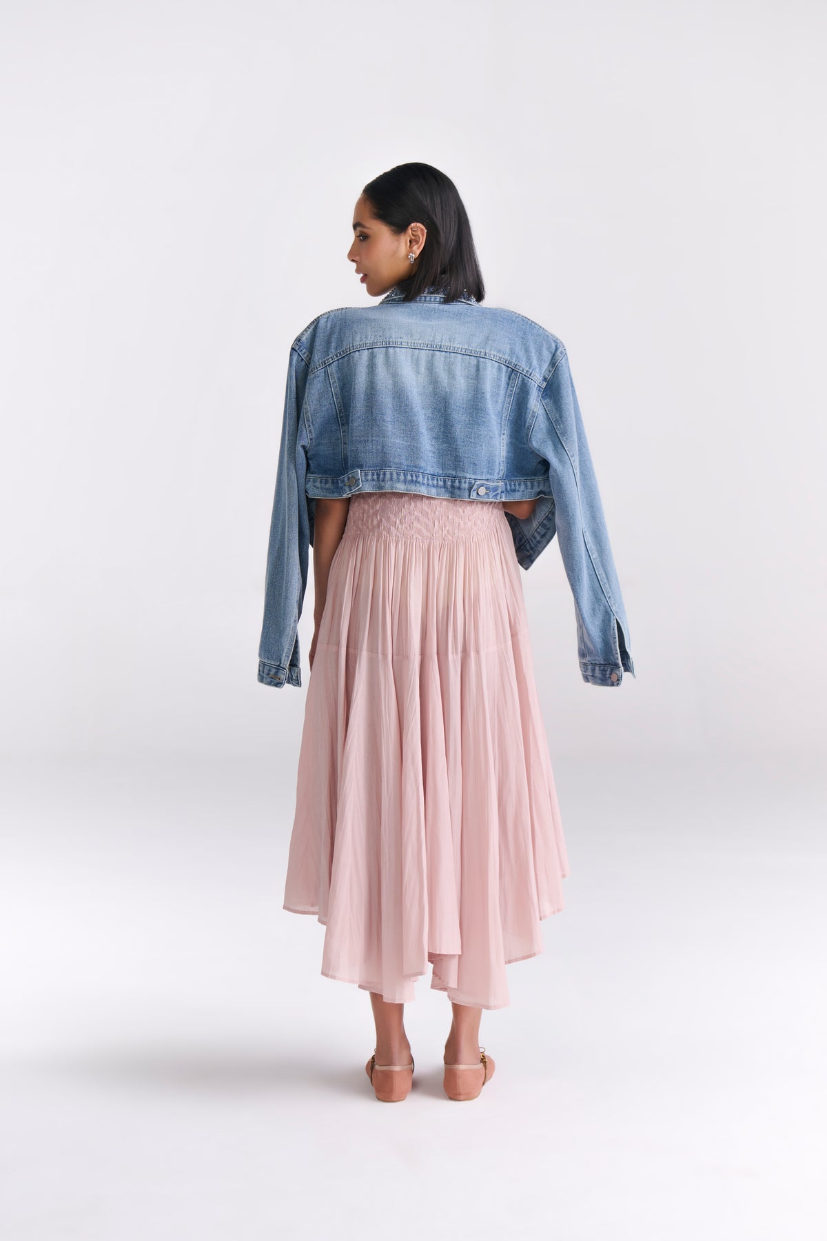 Blue Denim Jacket with Rhinestone Detail