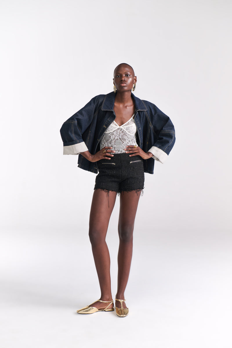 Denim Jacket with Stripe Lining - Tastes Like Couture