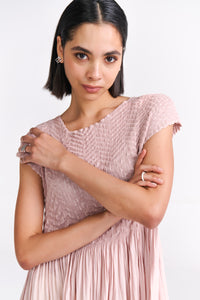 Blush Pink Crinkled Midi Dress