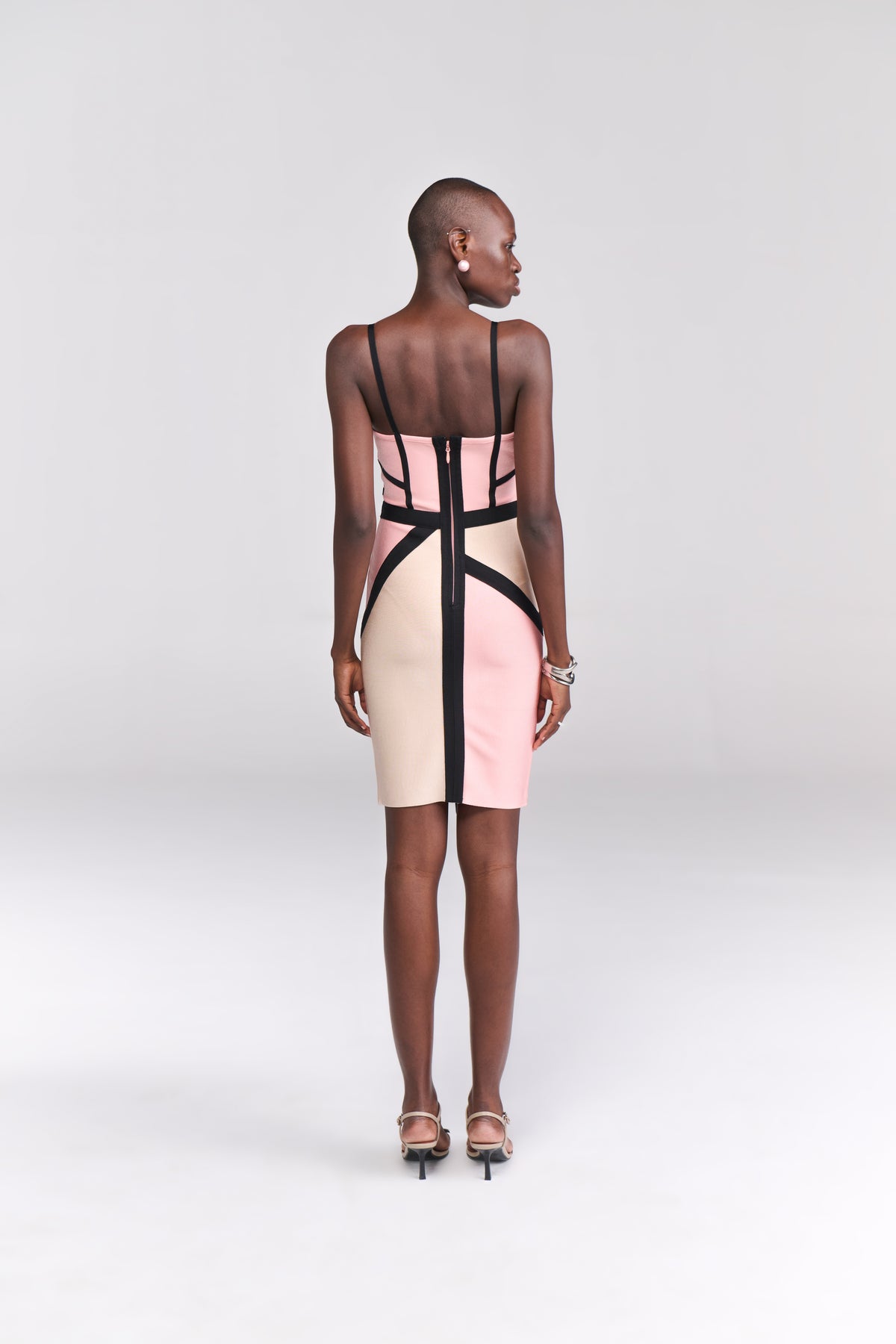 Soft Blush and Nude Colourblock Bodycon Dress - Tastes Like Couture