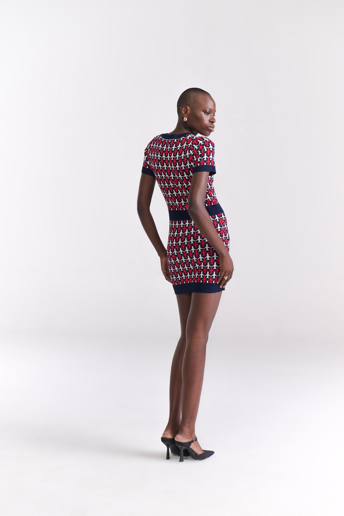 Airplane Motif Knit Dress
