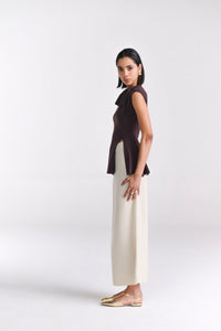 Beige Knit Midi Skirt