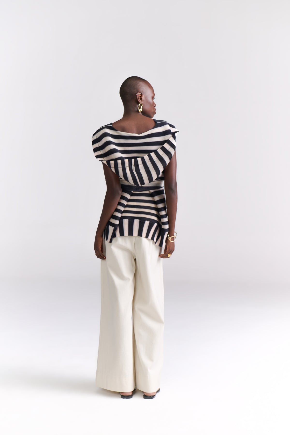 Striped Crinkled Hoodie Jacket - Tastes Like Couture