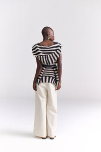 Striped Crinkled Hoodie Jacket - Tastes Like Couture