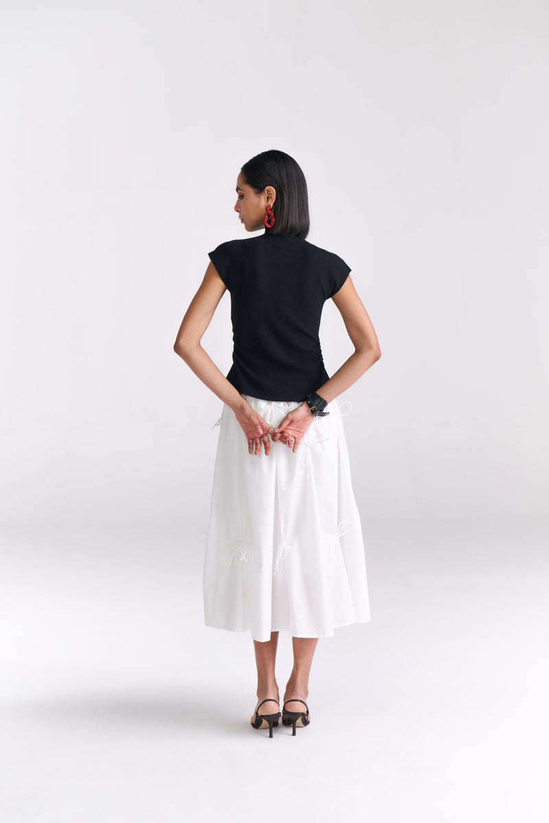 White Midi Skirt with Bows - Tastes Like Couture