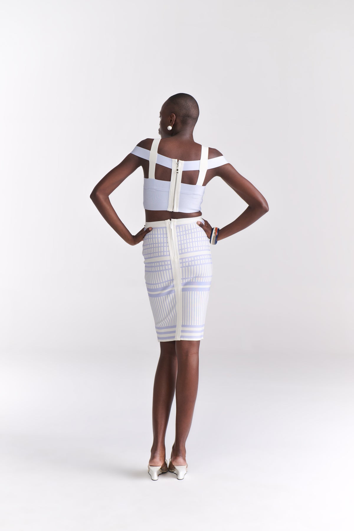 Powder Blue & White Coord Skirt Set