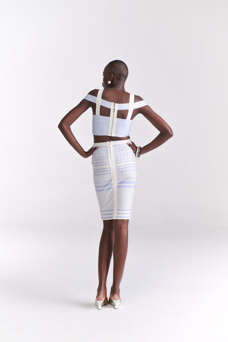 Powder Blue & White Coord Skirt Set