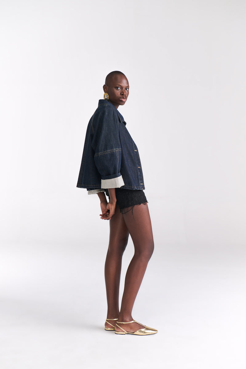 Denim Jacket with Stripe Lining - Tastes Like Couture