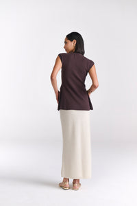 Beige Knit Midi Skirt