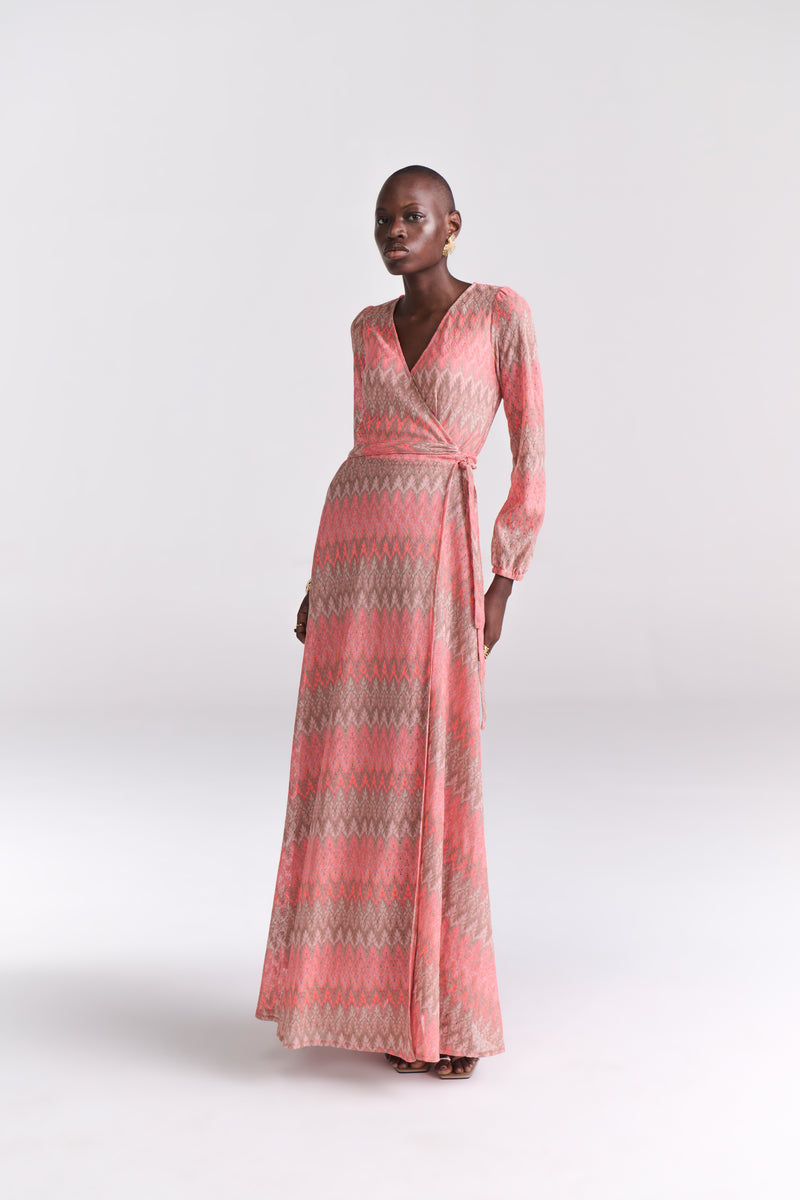 Tastes Like Couture | Coral Tone Chevron Knit Maxi Dress LimitedEdition Designer Quality, Accessible Style Tastes Like Couture | Coral Tone Chevron Knit Maxi Dress LimitedEdition Designer Quality, Accessible Style