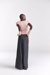Charcoal Grey Tailored Wide Leg Pants - Tastes Like Couture