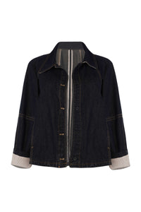 Denim Jacket with Stripe Lining - Tastes Like Couture