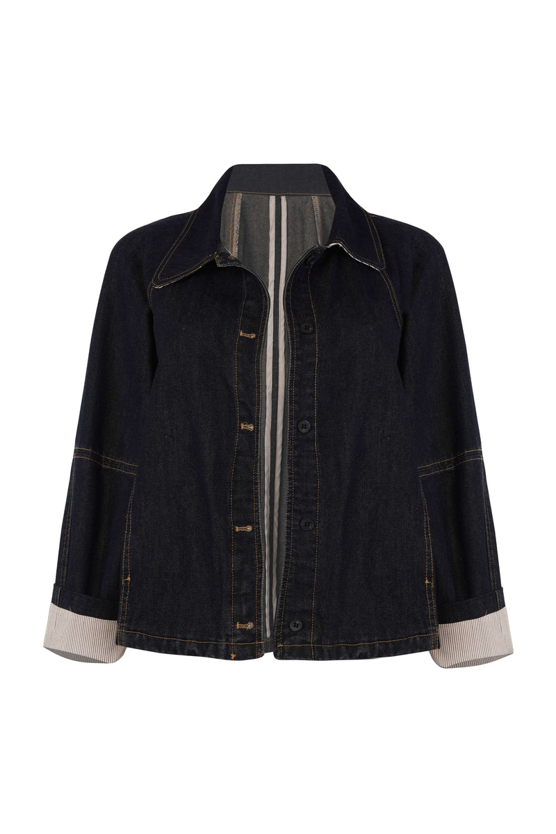 Denim Jacket with Stripe Lining - Tastes Like Couture