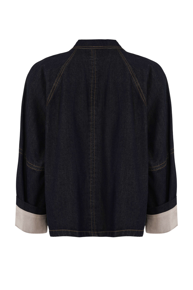 Denim Jacket with Stripe Lining - Tastes Like Couture