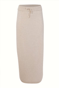 Beige Knit Midi Skirt