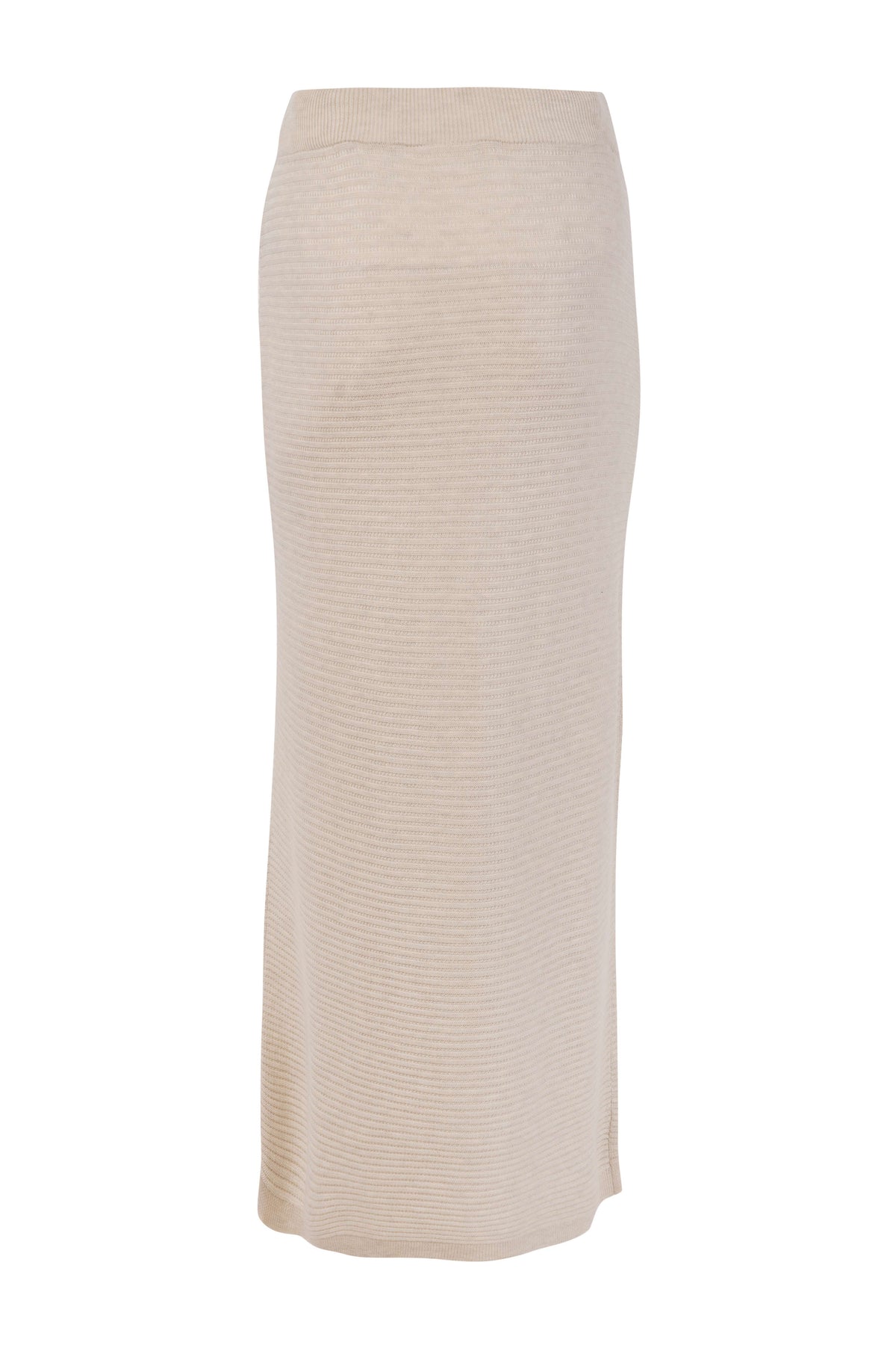 Beige Knit Midi Skirt
