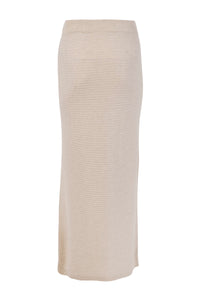 Beige Knit Midi Skirt