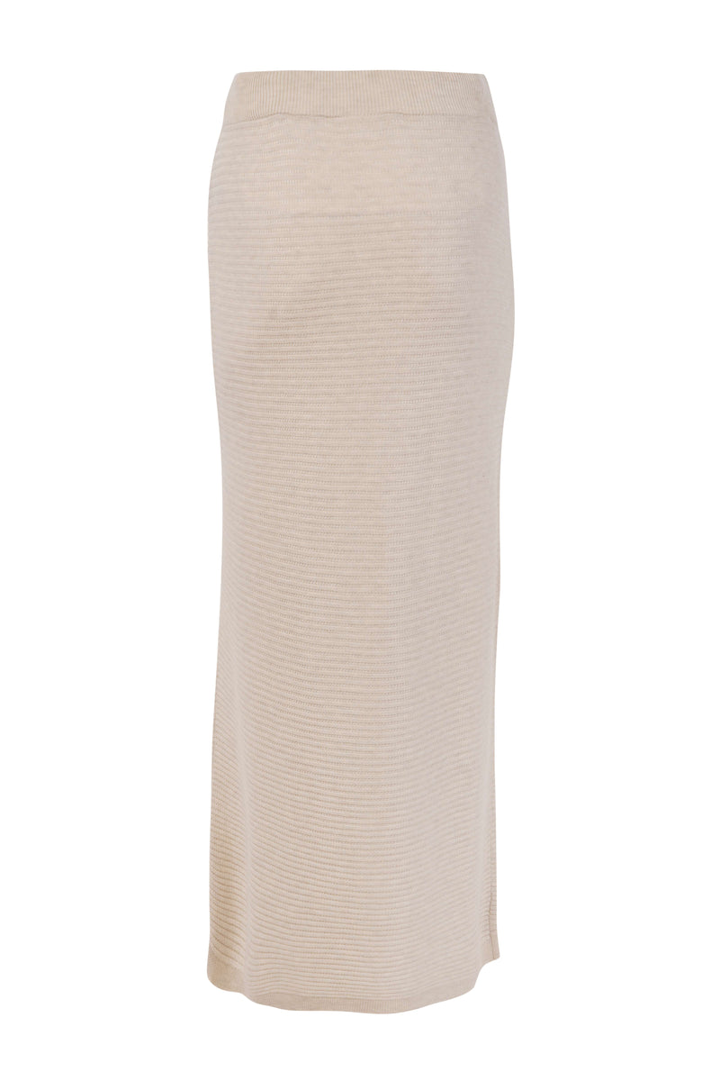 Beige Knit Midi Skirt