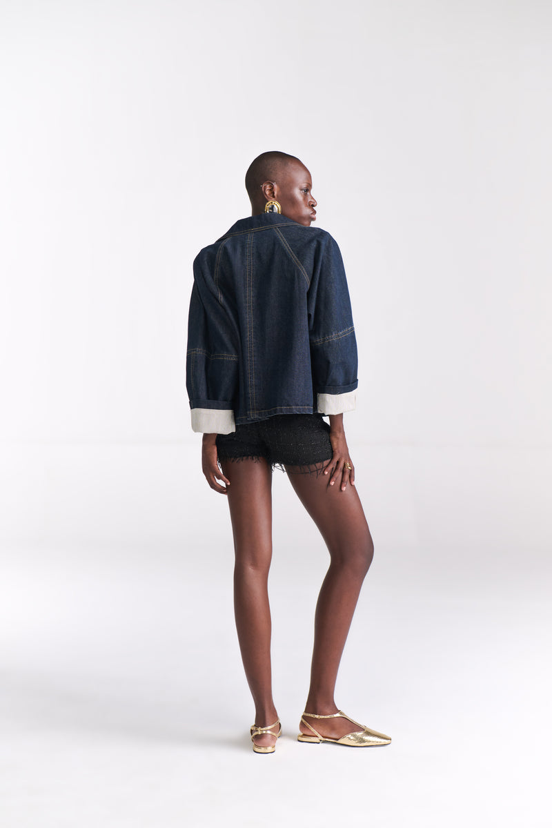 Denim Jacket with Stripe Lining - Tastes Like Couture