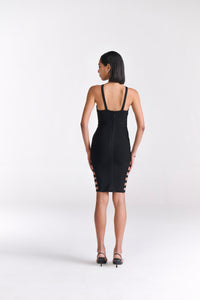 Black Bodycon Dress with Cut-Out Details