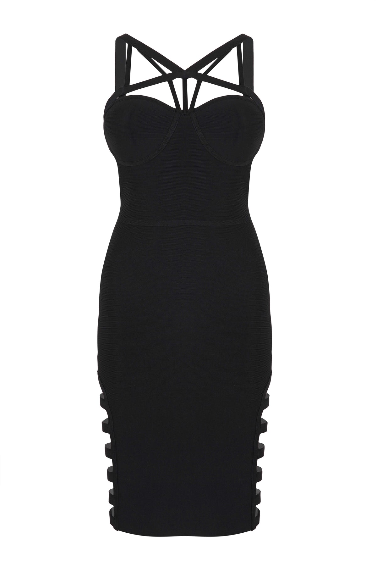 Black Bodycon Dress with Cut-Out Details