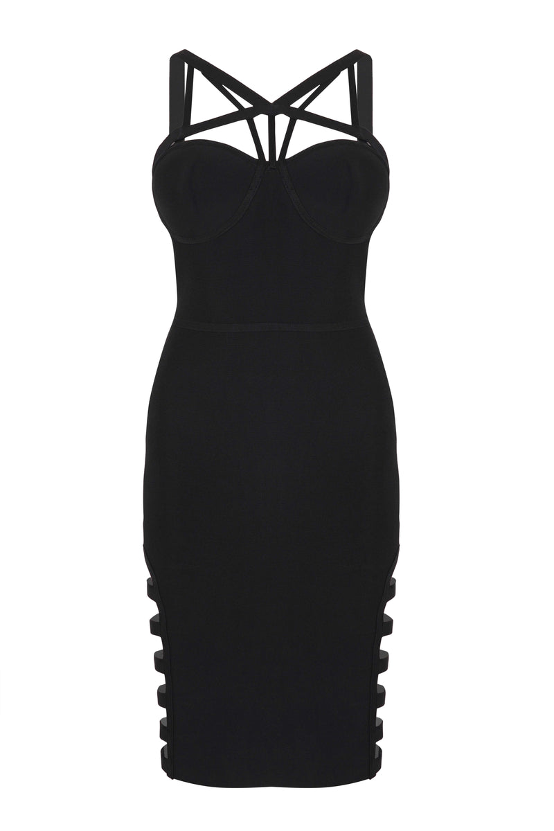Black Bodycon Dress with Cut-Out Details