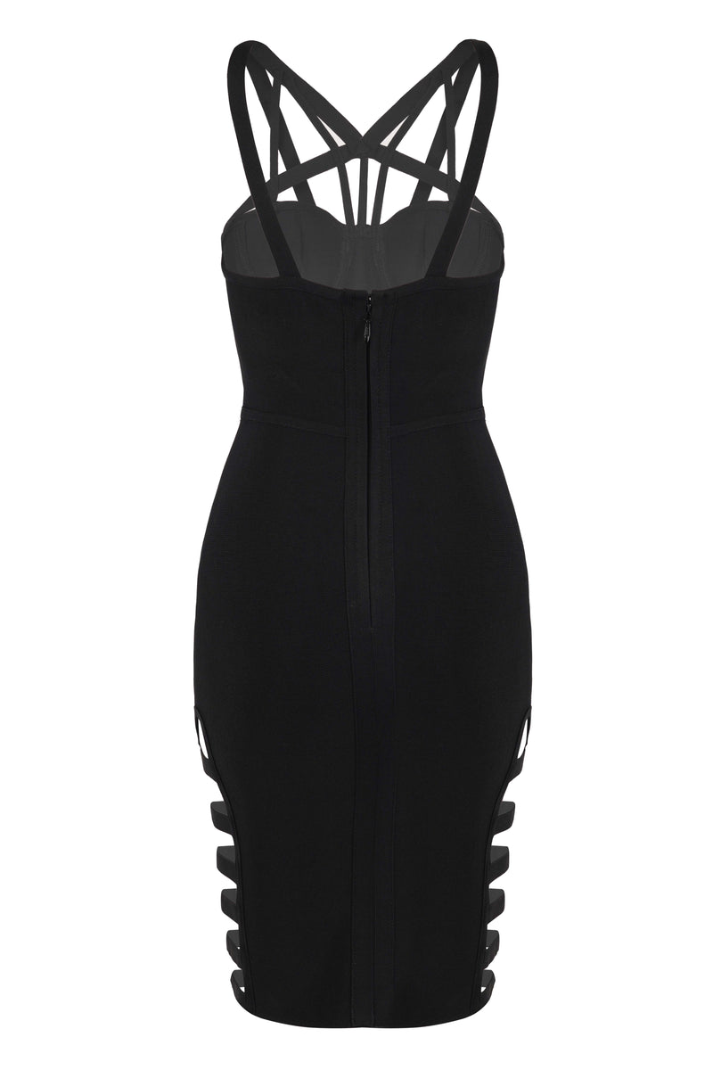 Black Bodycon Dress with Cut-Out Details