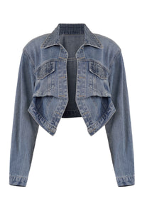 Blue Denim Jacket with Rhinestone Detail