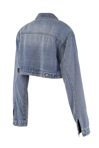 Blue Denim Jacket with Rhinestone Detail