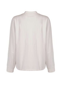 White Knit Top with Assymetric Ruffle Detail