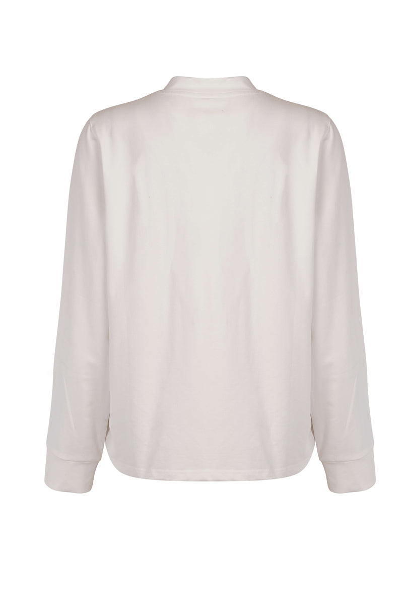 White Knit Top with Assymetric Ruffle Detail