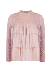 Blush Pink Crinkled Full Sleeves Top